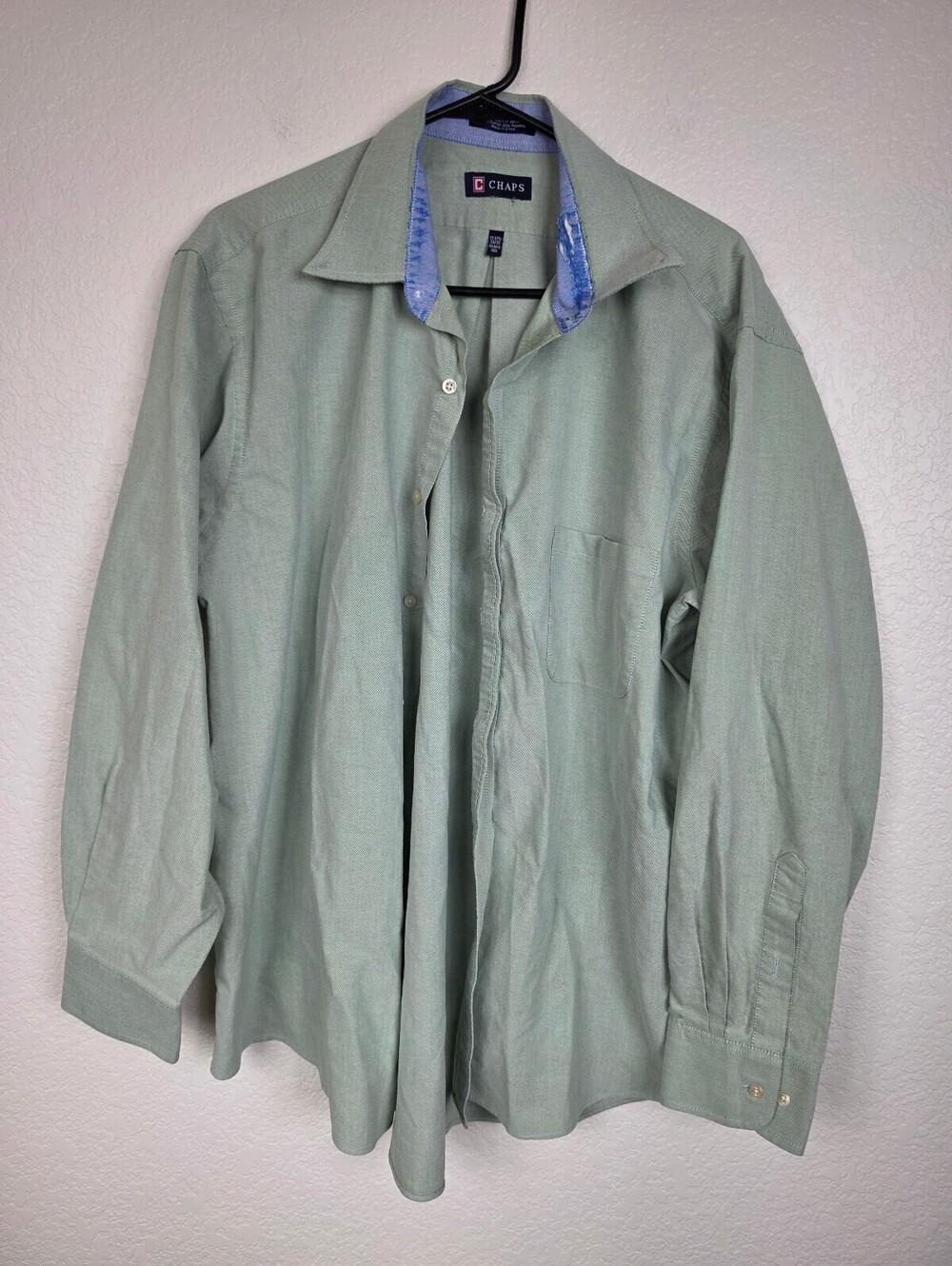 Chaps Classic Fit Oxford Dress Shirt 17-17.5 34/35 Green